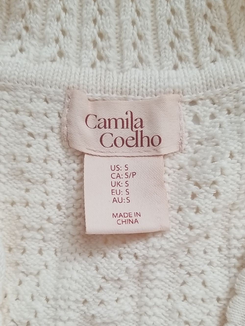 NEW! Camila Coelho Ivory Cream Collar Crochet Sleeveless Button Tank Vest Top - Picture 3 of 7